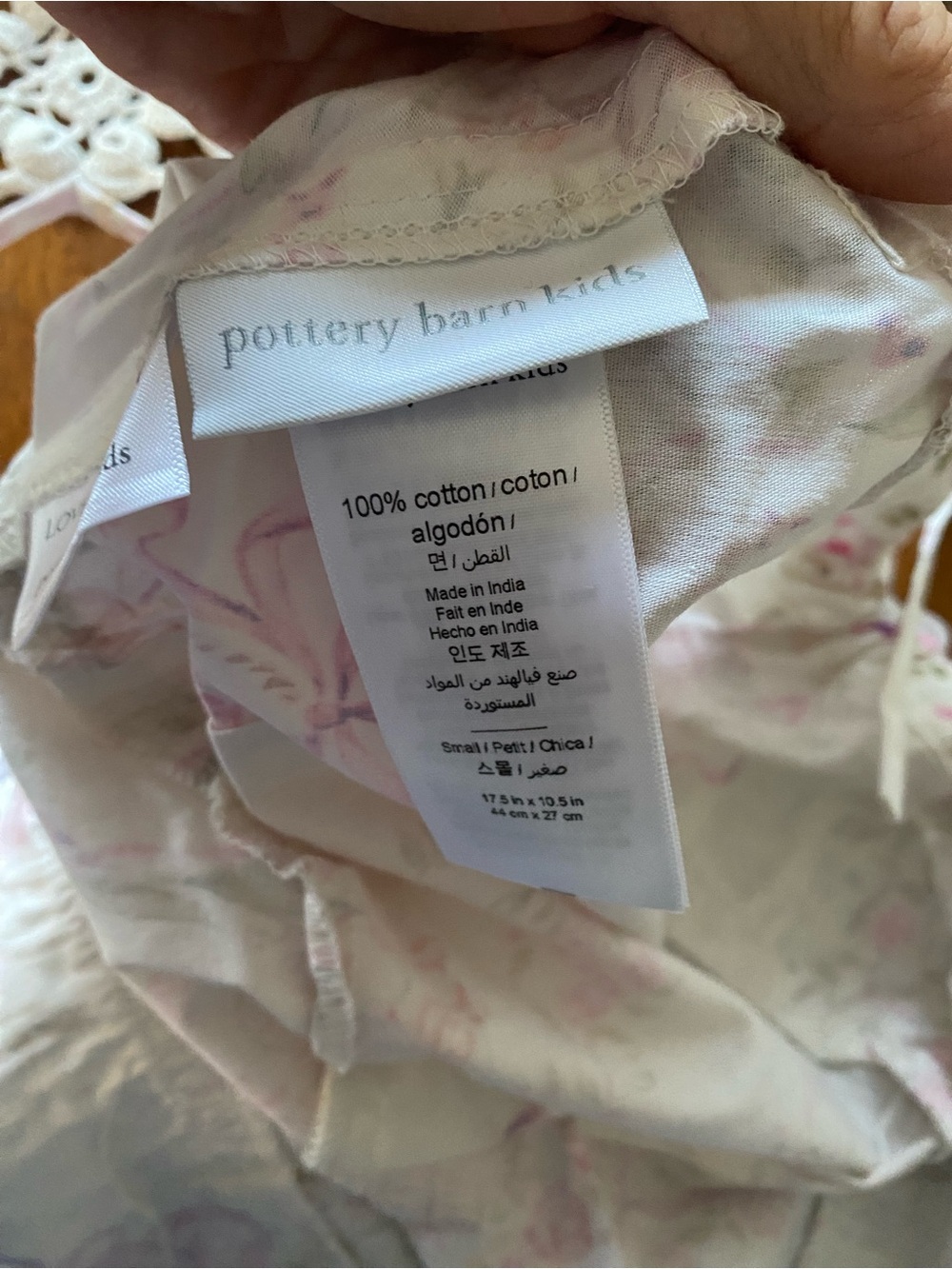 LoveShackFancy Pottery Barn Kids Pink Floral Basket Liner Eyelet Bows and bunnie - Picture 2 of 2